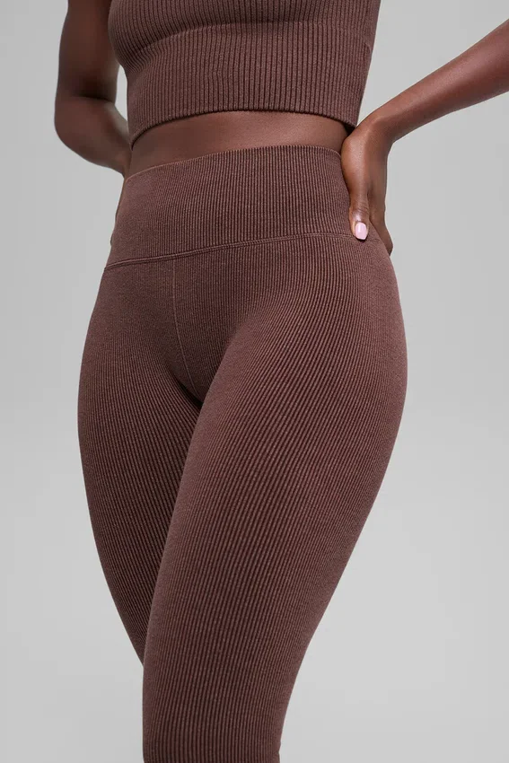 Bezszwowe High-Waist legginsy w dwóch odcieniach – Brownstone Heather