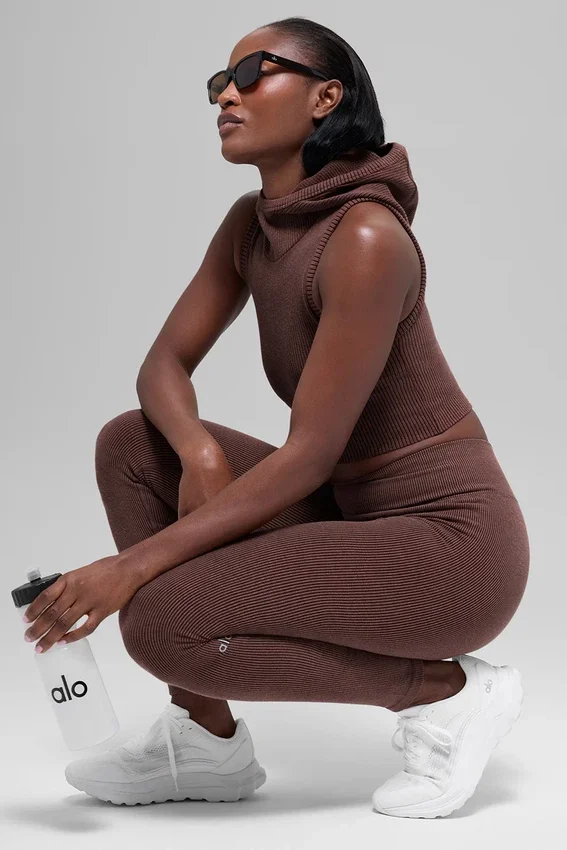 Bezszwowe High-Waist legginsy w dwóch odcieniach – Brownstone Heather