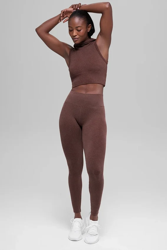 Bezszwowe High-Waist legginsy w dwóch odcieniach – Brownstone Heather