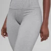 Bezszwowe High-Waist legginsy z dwukolorowego materiału prążkowanego – jasnoszary melanż