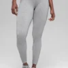 Bezszwowe High-Waist legginsy z dwukolorowego materiału prążkowanego – jasnoszary melanż