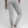 Bezszwowe High-Waist legginsy z dwukolorowego materiału prążkowanego – jasnoszary melanż
