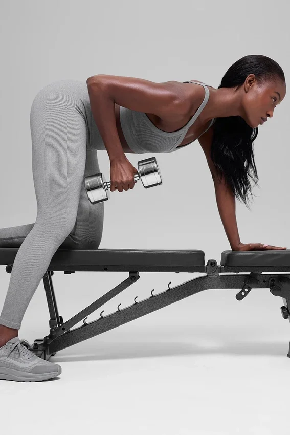 Bezszwowe High-Waist legginsy z dwukolorowego materiału prążkowanego – jasnoszary melanż