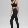 Bezszwowe High-Waist legginsy z dwukolorowym prążkiem – czarne