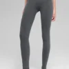Bezszwowe High-Waist legginsy z prążkowanej dzianiny w dwóch odcieniach – ciemnoszary melanż