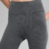 Bezszwowe High-Waist legginsy z prążkowanej dzianiny w dwóch odcieniach – ciemnoszary melanż