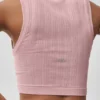 Bezszwowy top na ramiączkach z dzianiny typu pointelle – Vintage Pink