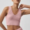 Bezszwowy top na ramiączkach z dzianiny typu pointelle – Vintage Pink