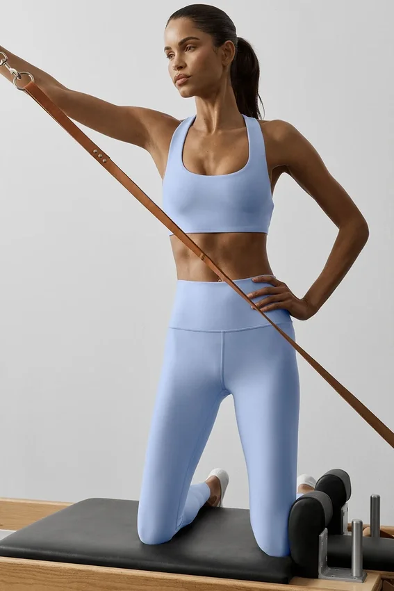 Airlift Legging z High-Waist, długość 7/8 – jasnoniebieski Provence
