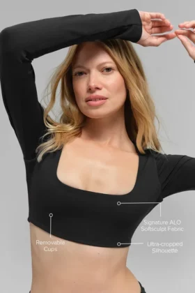 Biustonosz Alo Softsculpt Precision z długim rękawem – czarny