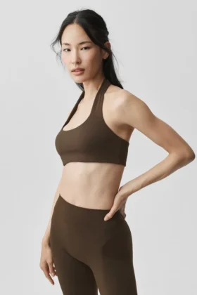 Biustonosz typu halter Alo Softsculpt Feel the Heat – kolor espresso
