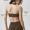 Biustonosz typu halter Alo Softsculpt Feel the Heat – kolor espresso