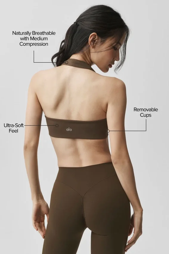 Biustonosz typu halter Alo Softsculpt Feel the Heat – kolor espresso