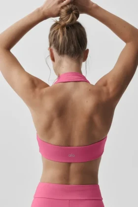Biustonosz typu halter Alo Softsculpt Feel the Heat – kolor Paradise Pink