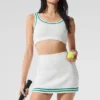 Biustonosz z dzianiny typu sweter Tennis Club – biały/zielony świerkowy