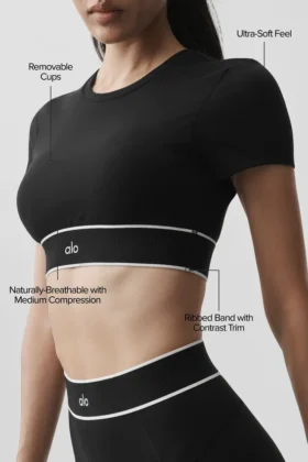 Biustonosz z krótkim rękawem Alo Softsculpt Amp It up – czarny