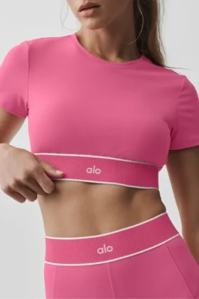 Biustonosz z krótkim rękawem Alo Softsculpt Amp It up – Paradise Pink