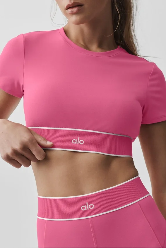 Biustonosz z krótkim rękawem Alo Softsculpt Amp It up – Paradise Pink