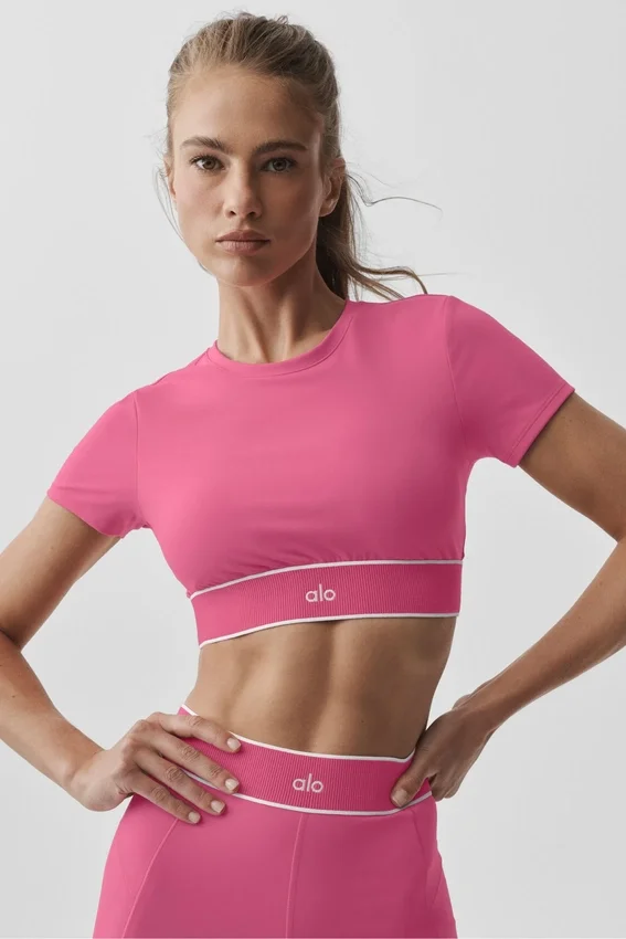 Biustonosz z krótkim rękawem Alo Softsculpt Amp It up – Paradise Pink