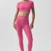 Biustonosz z krótkim rękawem Alo Softsculpt Amp It up – Paradise Pink