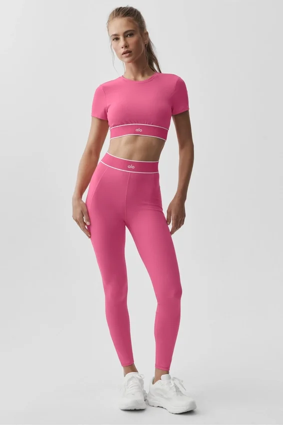 Biustonosz z krótkim rękawem Alo Softsculpt Amp It up – Paradise Pink
