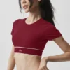 Biustonosz z krótkim rękawem Alo Softsculpt Amp It up – Summer Romance Red