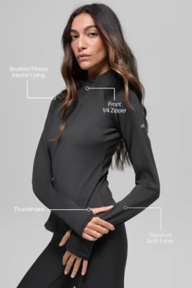 Bluza z długim rękawem „Airlift Winter Warm” z zamkiem 1/4 – czarna