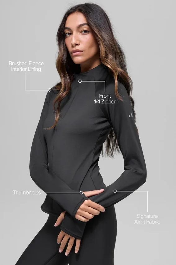Bluza z długim rękawem „Airlift Winter Warm” z zamkiem 1/4 – czarna