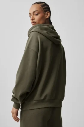 Bluza z kapturem Accolade z zamkiem na całej długości – Olive Tree