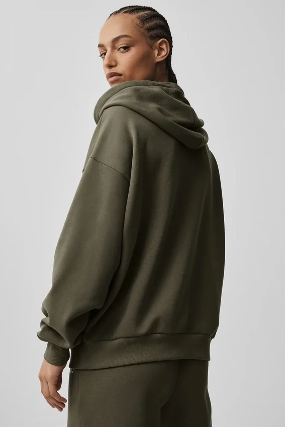 Bluza z kapturem Accolade z zamkiem na całej długości – Olive Tree