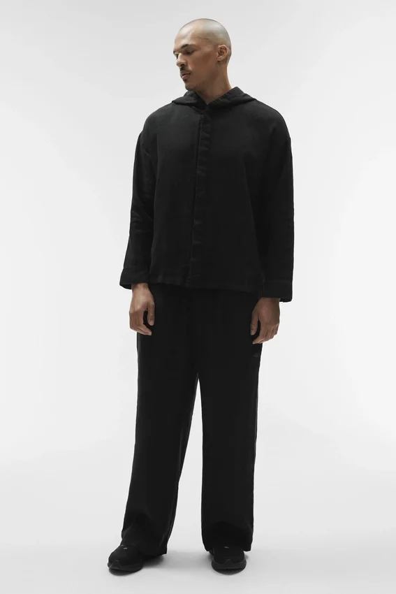 Bluza z kapturem i guzikami Linen Days – czarna