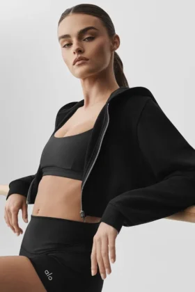 Bluza z kapturem i zamkiem „Sweet Escape” – czarna