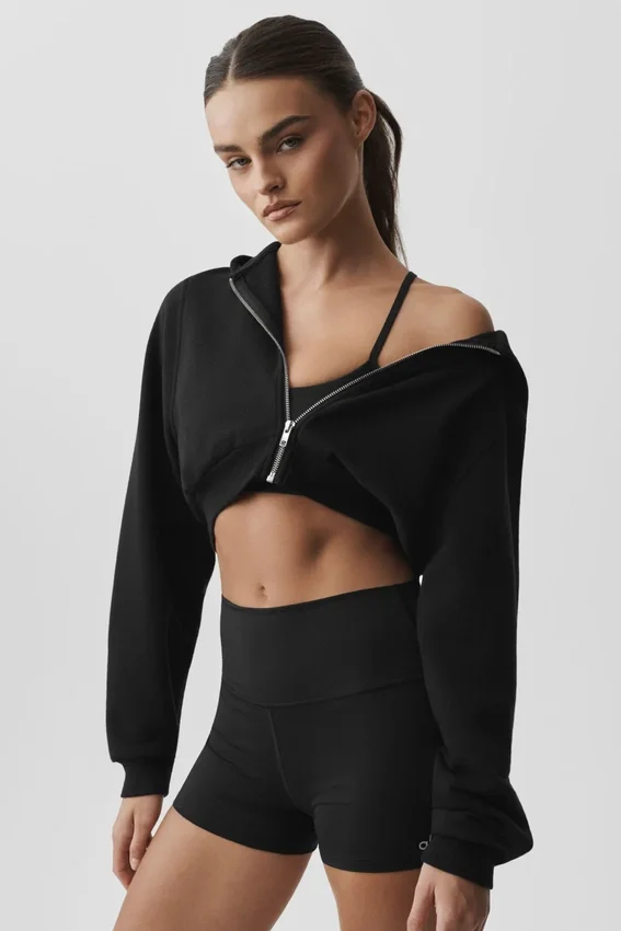 Bluza z kapturem i zamkiem „Sweet Escape” – czarna