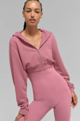 Bluza z kapturem i zamkiem „Sweet Escape” – różowa „Wild Rose”