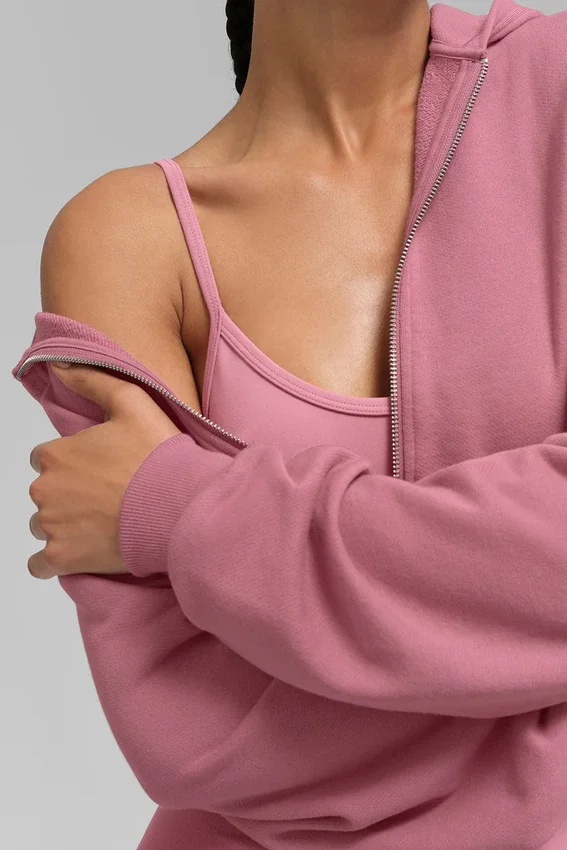 Bluza z kapturem i zamkiem „Sweet Escape” – różowa „Wild Rose”