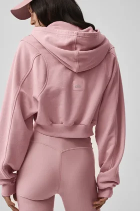 Bluza z kapturem i zamkiem „Sweet Escape” – Vintage Pink