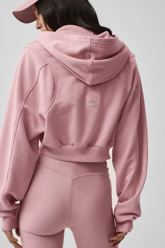Bluza z kapturem i zamkiem „Sweet Escape” – Vintage Pink