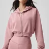 Bluza z kapturem i zamkiem „Sweet Escape” – Vintage Pink