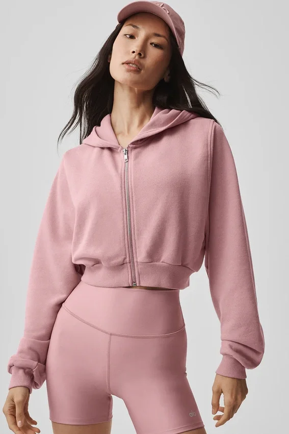Bluza z kapturem i zamkiem „Sweet Escape” – Vintage Pink