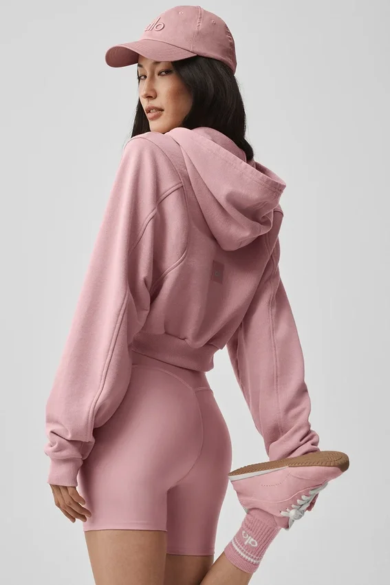 Bluza z kapturem i zamkiem „Sweet Escape” – Vintage Pink