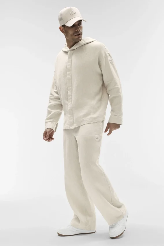 Bluza z kapturem i zapięciem na guziki Linen Days – kolor kości