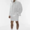 Bluza z kapturem Linen Days zapinana na guziki – biała