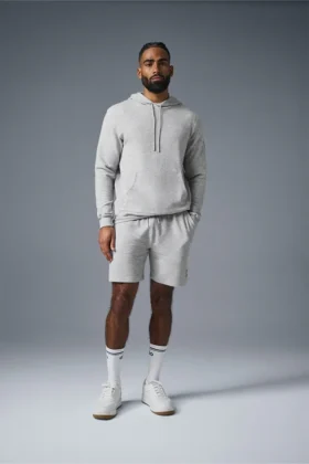Bluza z kapturem Micro Waffle Fast Break – sportowa szara melanżowa