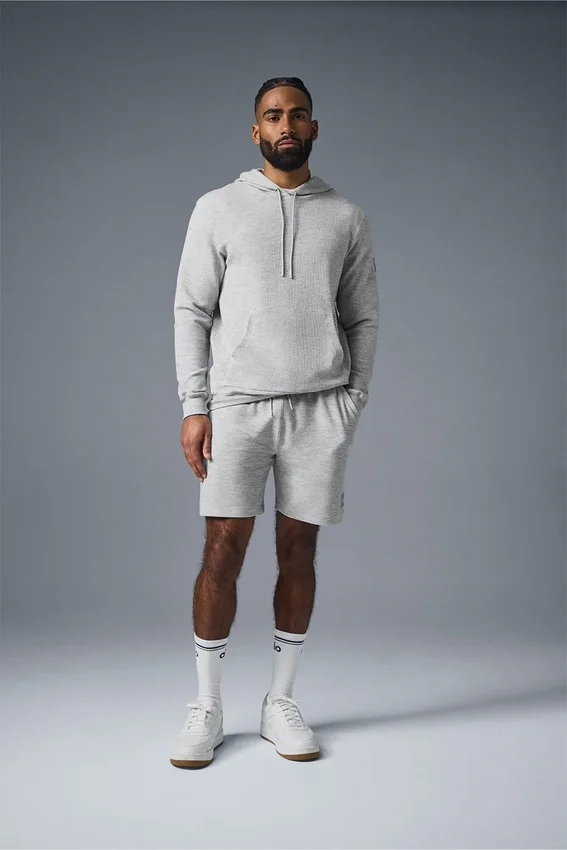 Bluza z kapturem Micro Waffle Fast Break – sportowa szara melanżowa