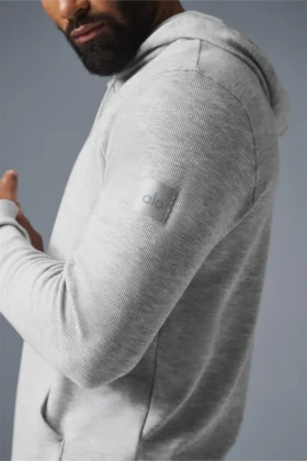 Bluza z kapturem Micro Waffle Fast Break – sportowa szara melanżowa