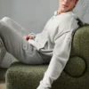 Bluza z kapturem New Class z pełnym zamkiem, wełna i kaszmir – szary perłowy melanż