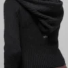 Bluza z kapturem „Noble” z wełny i kaszmiru, prążkowana, z pełnym zamkiem – czarna