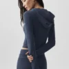 Bluza z kapturem Sway z zamkiem na całej długości – granatowa