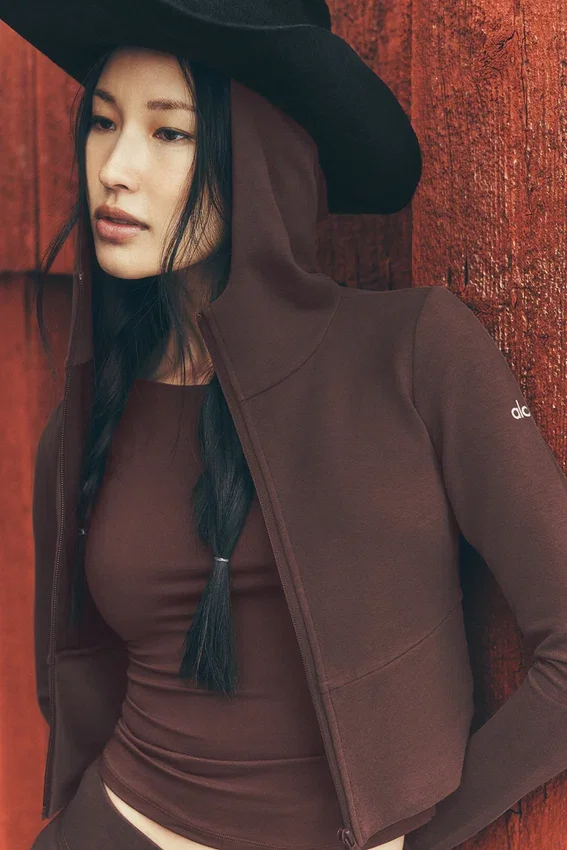 Bluza z kapturem Sway z zamkiem na całej długości – kolor Brownstone