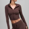Bluza z kapturem Sway z zamkiem na całej długości – kolor Brownstone